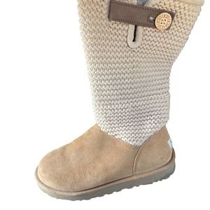 Ugg Shaina Fold Over Cuff Knit Suede Boots  Women's Size 9